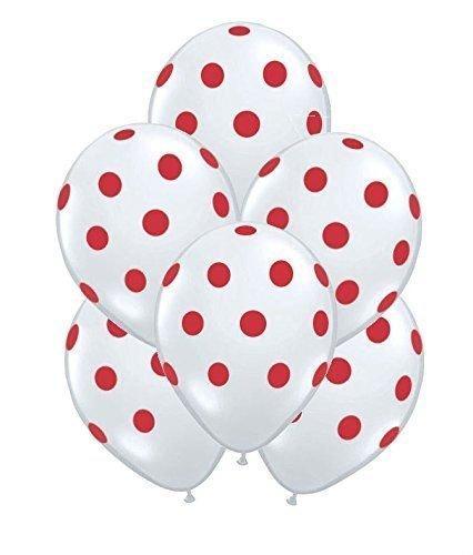 12" Red Polka Dot White Latex Balloon Bouquet (Pack of 10)