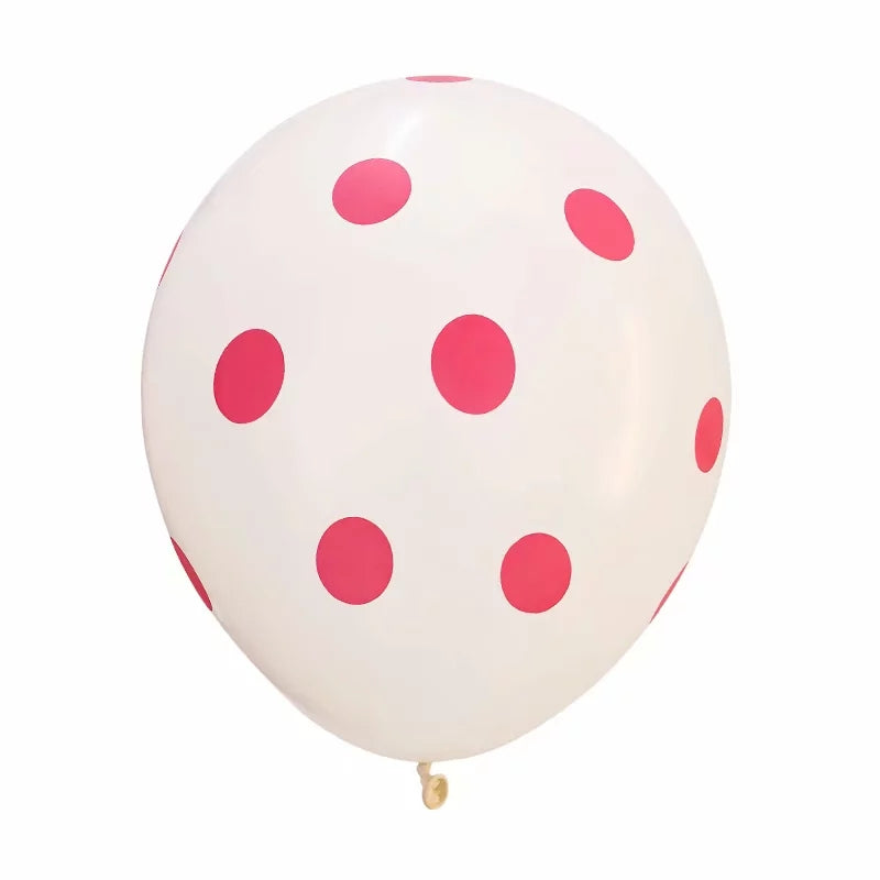 12" Red Polka Dot White Latex Balloon Bouquet (Pack of 10)