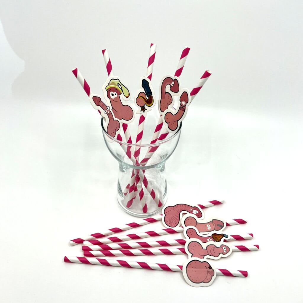 Hen Party Penis with Funny Faces Drinking Straw 10 Pack