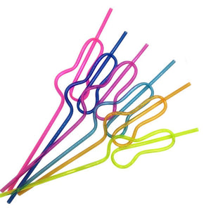 Hen Party Penis Shaped Drinking Straws 10 Pack - Mixed Colours