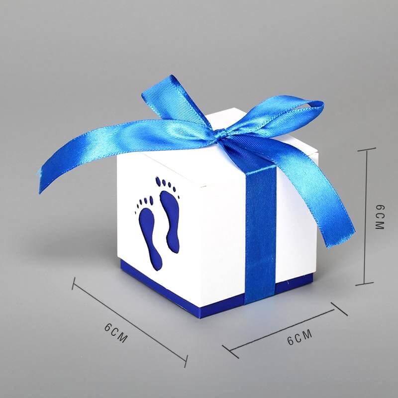 Baby Footprint Baby Shower Gift Boxes 10pk - Navy Blue