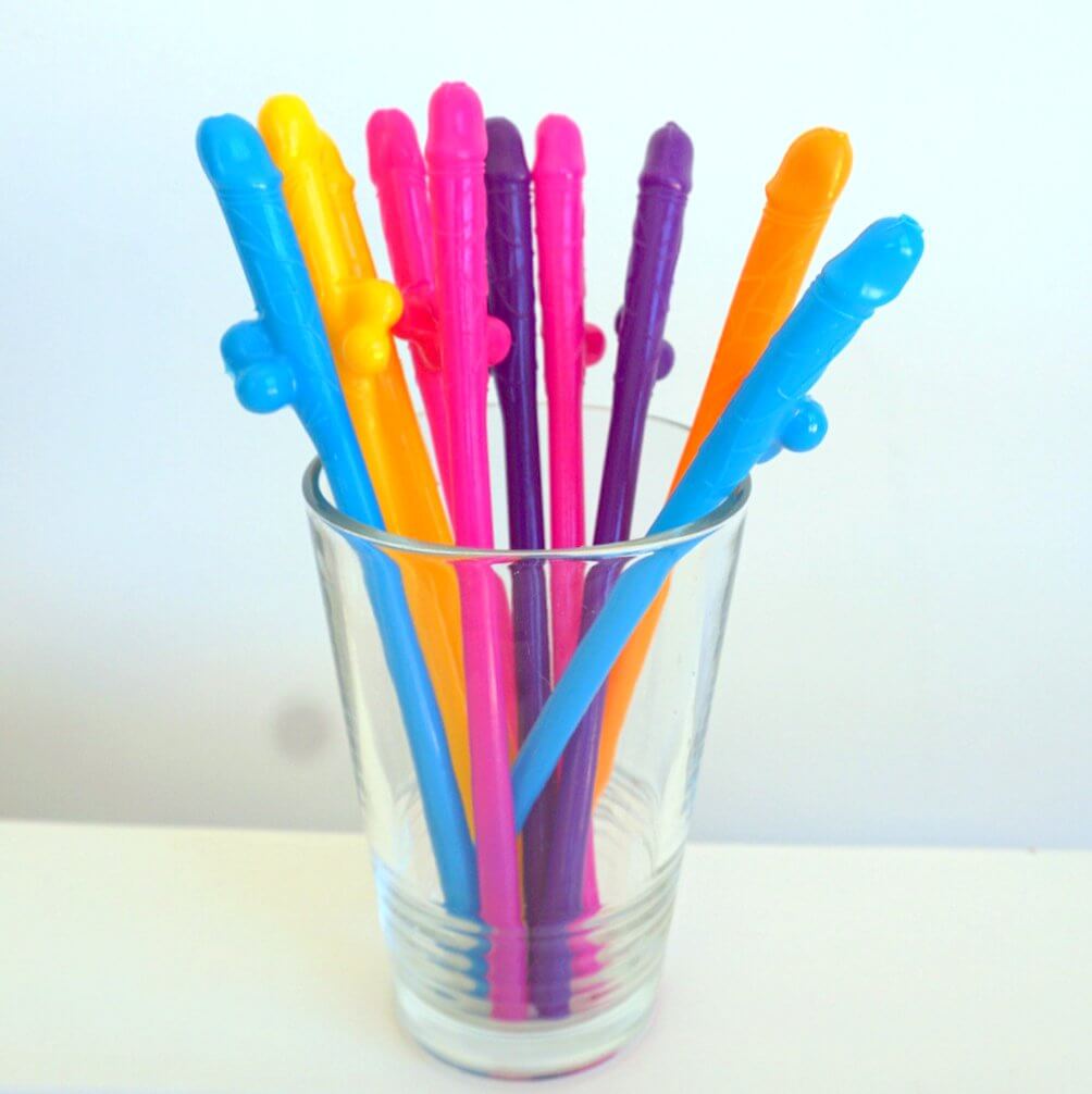 20 Pink Glow In The Dark Willy Straws | Fun Hens Night & Bachelorette Party Games | Novelty Drinking