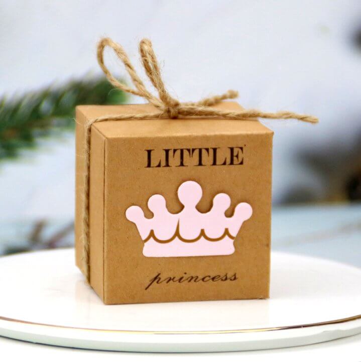 Little Crown Baby Shower Favour Box 10 Pack - Pink