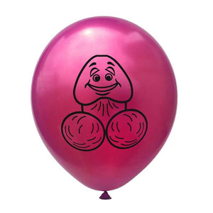 Pink Happy Penis Pink Smiling Penis Print Latex Hen Party Balloon 10 Pack