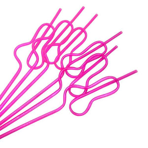 Hot Pink Swirly Penis Straw 6 Pack