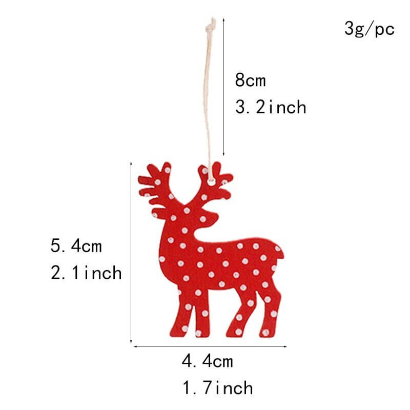 Online Party Supplies Wooden Christmas Tree Hanging Ornaments (Pack of 10) red reindeer