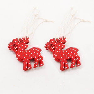 Online Party Supplies Wooden Christmas Tree Hanging Ornaments (Pack of 10) Red Reindeer