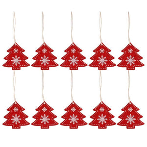 Online Party Supplies Red Wooden Tree Pendants Pack of 10 Christmas Hanging Ornaments