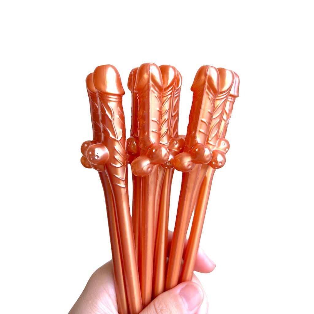 20 Pink Glow In The Dark Willy Straws | Fun Hens Night & Bachelorette Party Games | Novelty Drinking
