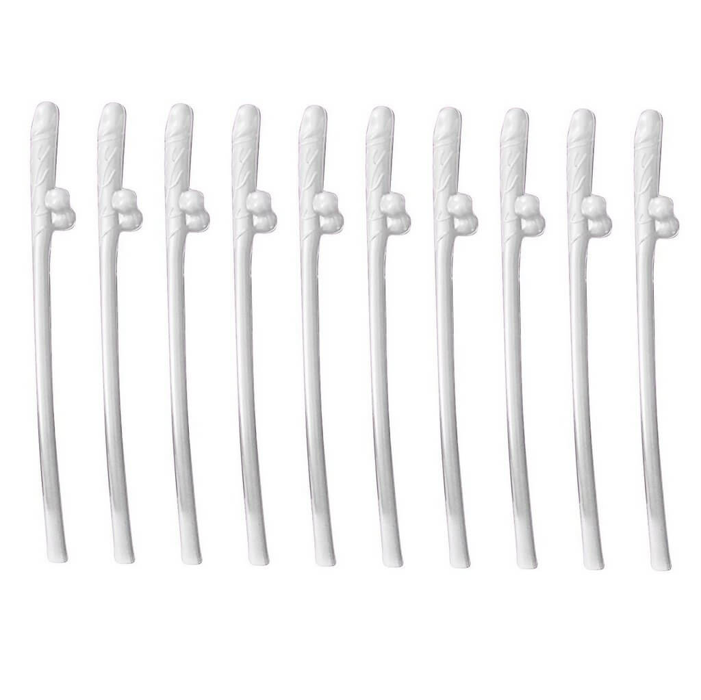 White Naughty Hens Party Penis Shaped Drinking Straw 10 Pack