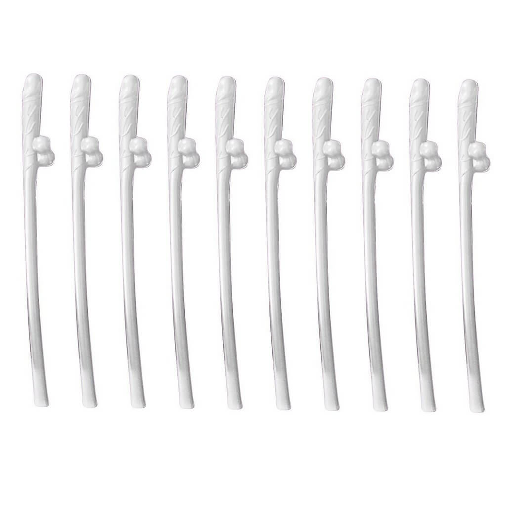 White Naughty Hens Party Penis Shaped Drinking Straw 10 Pack