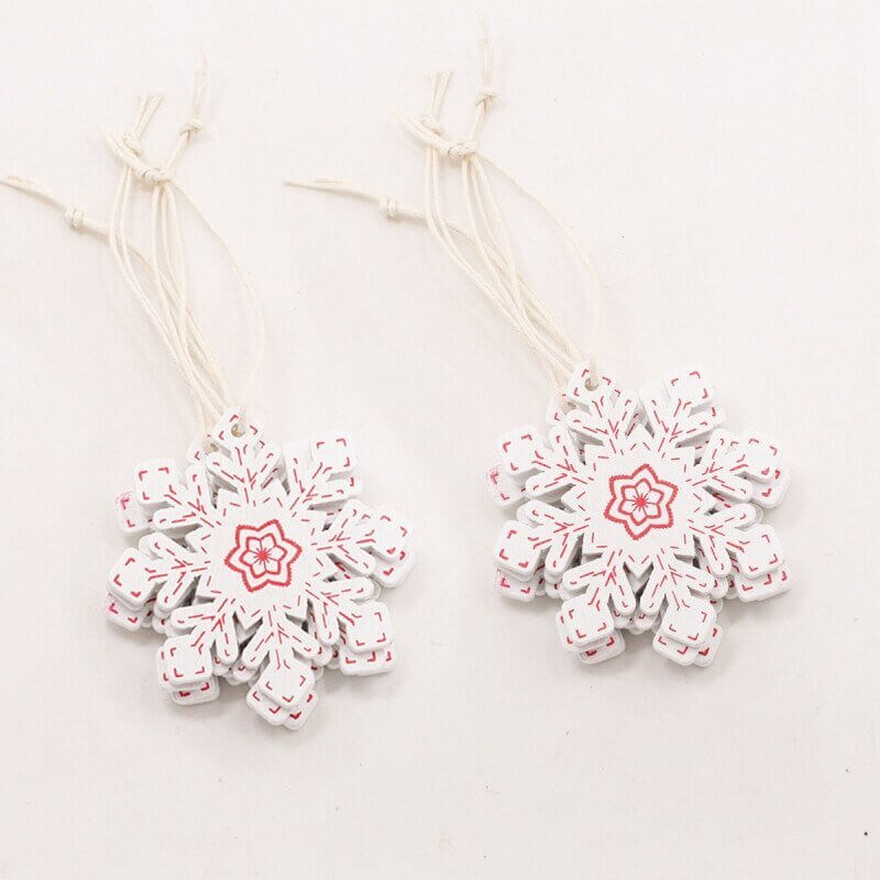 Online Party Supplies White Wooden Snowflake Christmas Hanging Decorations (Pack of 10)