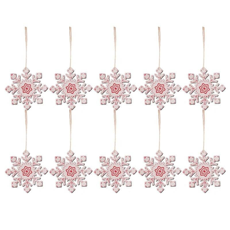 Online Party Supplies White Wooden Snowflake Christmas Hanging Decorations (Pack of 10)
