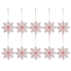 Online Party Supplies White Wooden Snowflake Christmas Hanging Decorations (Pack of 10)