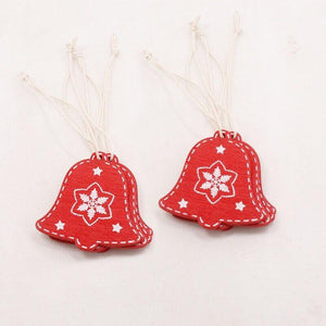 Online Party Supplies Red Wooden Bell Pendants Pack of 10 Christmas Hanging Ornaments