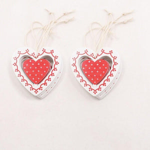 Online Party Supplies Red Wooden Heart Christmas Hanging Decorations (Pack of 10)