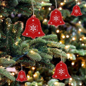 Online Party Supplies Red Wooden Bell Pendants Pack of 10 Christmas Hanging Decorations