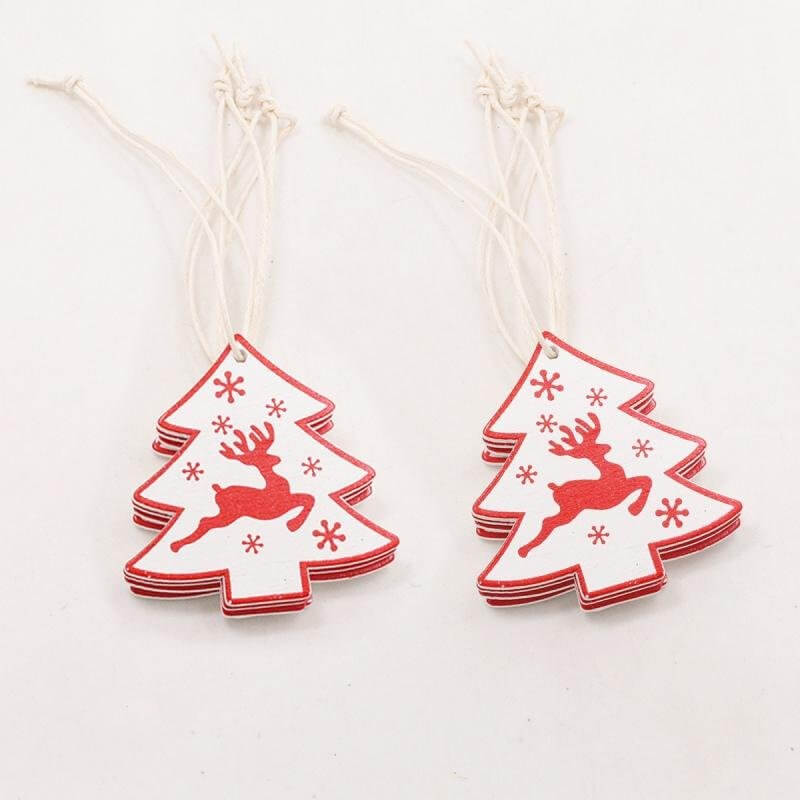 Online Party Supplies White Wooden Christmas Tree Hanging Decorations (Pack of 10)