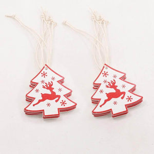 Online Party Supplies White Wooden Christmas Tree Hanging Decorations (Pack of 10)