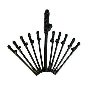 Combo Jumbo Black Penis Drinking Straw 11 Pack