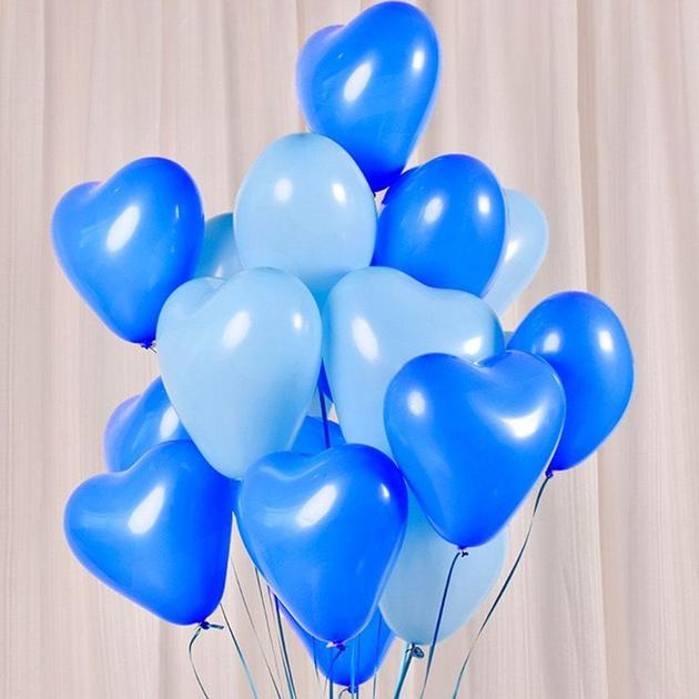 12 Inch Helium Quality Baby Blue & Blue Love Heart Balloon Bouquet - Wedding Party Decorations