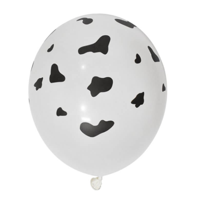 12" Cow Print White Latex Balloon 10 Pack