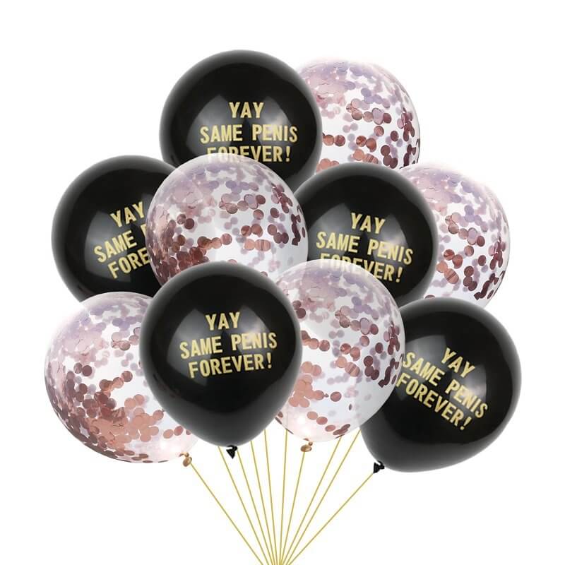 Gold Yay Same Penis Forever Rose Gold Confetti Latex Balloon 10 Pack