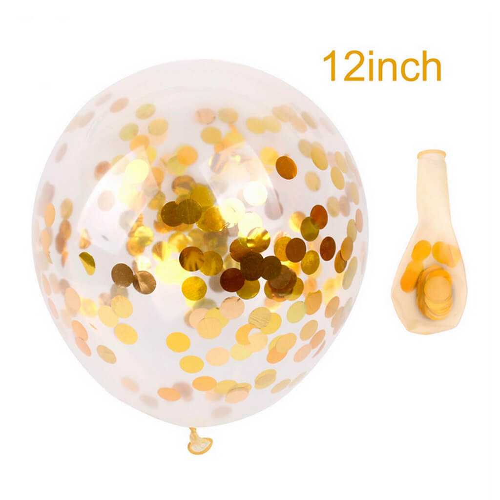 12" Online Party Supplies Gold Foil Confetti Latex Balloon Bouquet - 10 Pieces