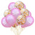 12" Hot Pink Team Bride Confetti Balloon Bouquet (15 Pack) - Champagne Confetti