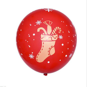 12 Inch Red Merry Christmas Candy Stockings Printed Latex Balloon 10 Pack - Xmas Party Supplies & Decorations