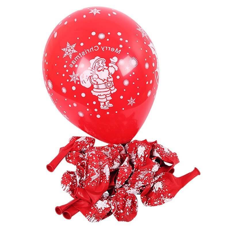 12 Inch Red Merry Christmas Santa Claus Printed Latex Balloon - Christmas Party Decorations