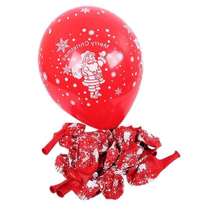 12" Red Santa Claus Printed Latex Balloon Bouquet (10 pieces) - Christmas Party Decorations