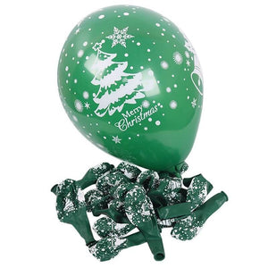 12" Green Santa Claus Printed Latex Balloon Bouquet (10 pieces) - Christmas Party Decorations