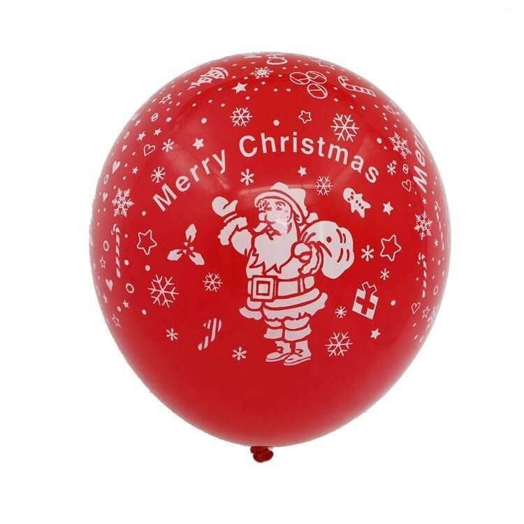 12 Inch Red Merry Christmas Santa Claus Printed Latex Balloon - Christmas Party Decorations