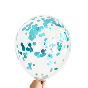 12" Online Party Supplies light blue Foil Confetti Latex Party Balloon Bouquet - 10 Pieces