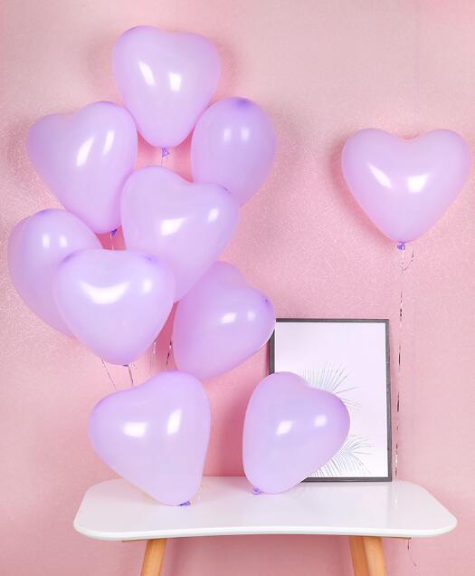 12-inch Macaron Heart Latex Balloons 10pk - Lilac