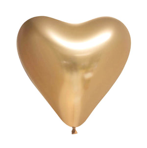 12" Chrome Heart Latex Balloon 10 Pack - Metallic Gold