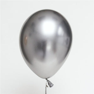 12inch metallic chrome silver latex balloons pack of 6