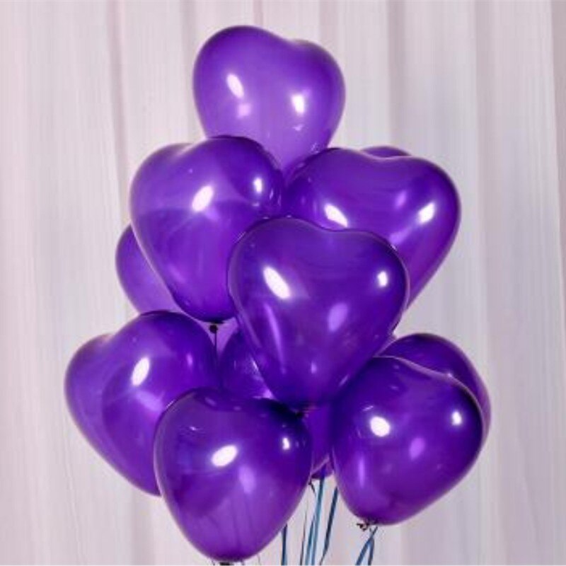 12" Heart Latex Balloon 10 Pack - Purple