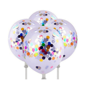 12" Rainbow Colour Foil Confetti Latex Wedding Balloon Bouquet - 10 Pieces