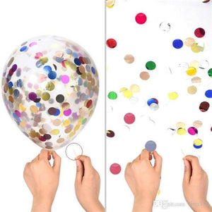 12" Rainbow Colour Foil Confetti Latex Baby Shower Balloon Bouquet - 10 Pieces