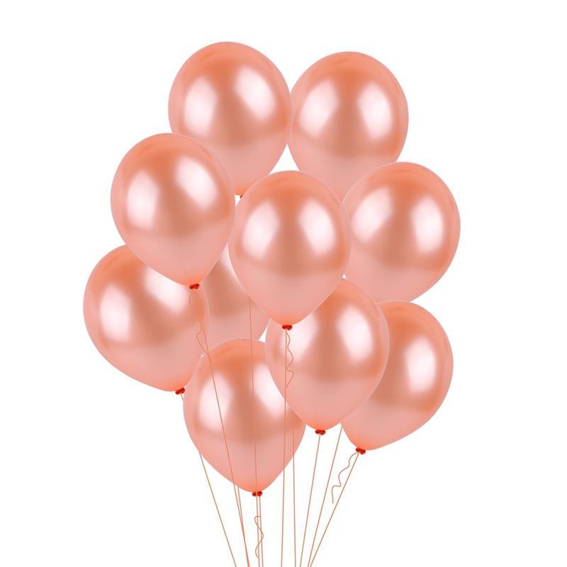 12 Inch Rose Gold Latex Balloon Bouquet - 10 Pieces - Online Party Supplies