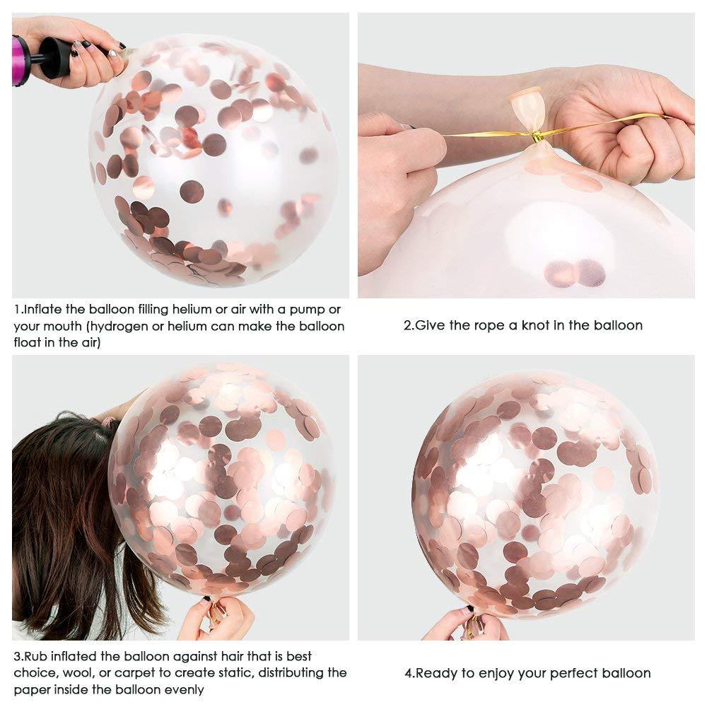 12 Inch Rose Gold Latex Gold Confetti Balloon Bouquet - 10 Pieces - Online Party Supplies