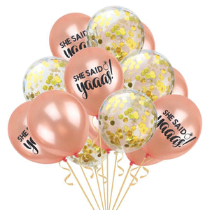 12 Inch She Said Yaaas Rose Gold Confetti Balloons (Pack of 15) - Online Party Supplies
