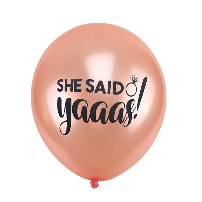 12 Inch She Said Yaaas Rose Gold Confetti Balloons (Pack of 15) - Online Party Supplies