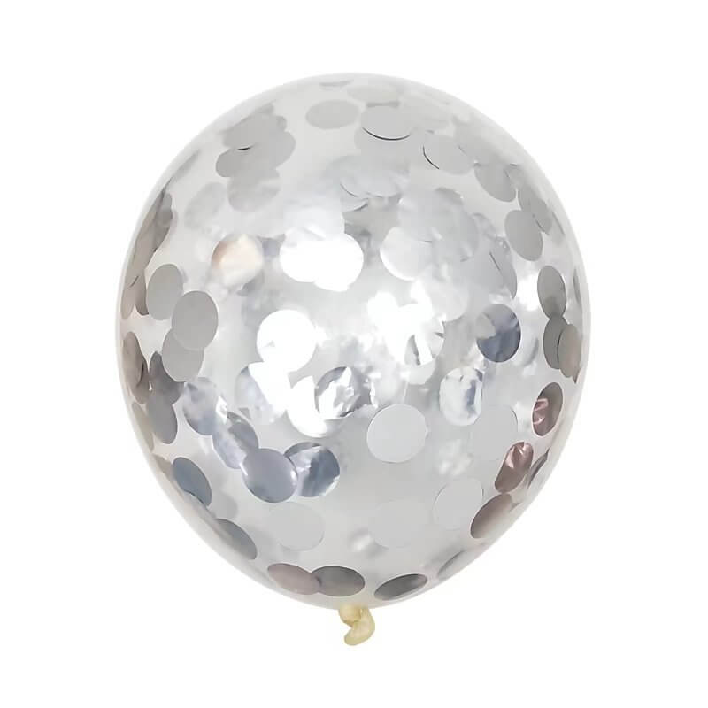 12" Online Party Supplies Silver Foil Confetti Latex Wedding Balloon Bouquet - 10 Pieces