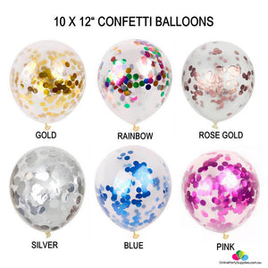 12" Online Party Supplies Multicoloured Foil Confetti Latex Party Balloon Bouquet - 10 Pieces