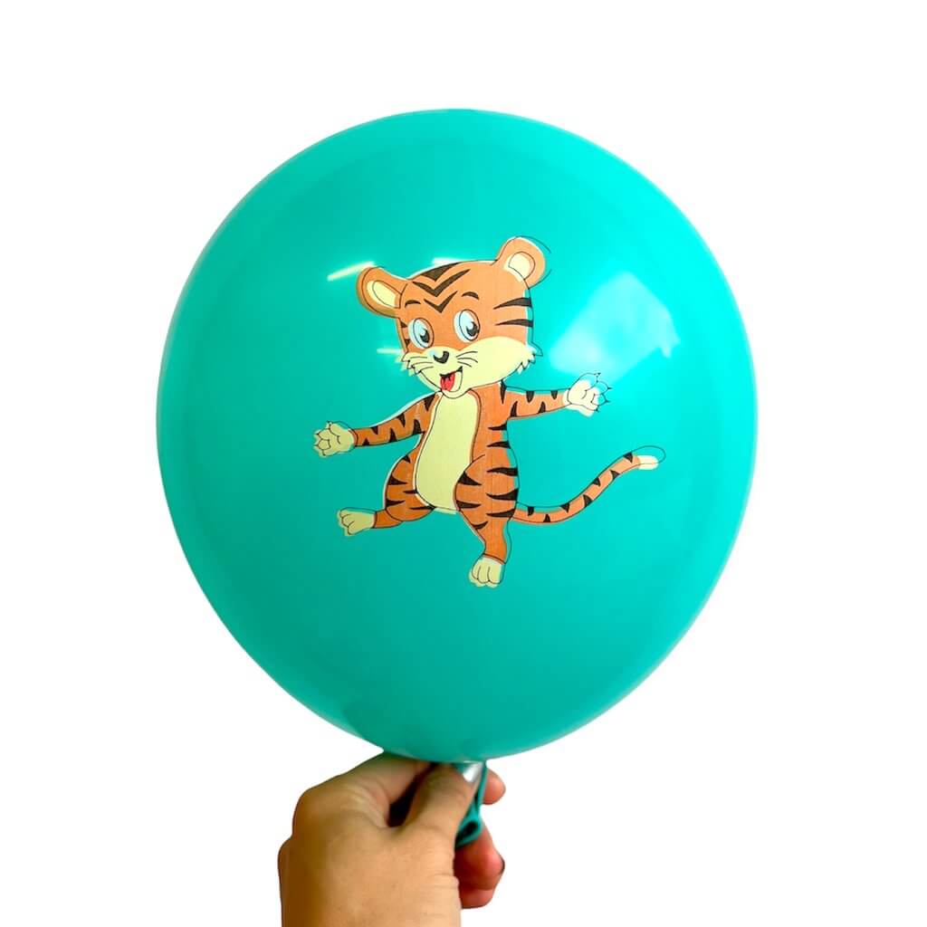 12-inch Tiger Print Blue Latex Balloons 10pk