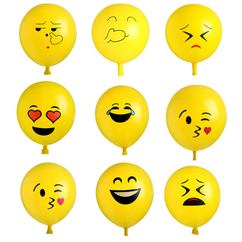 12 Inch Yellow Funny Emoji Latex Balloon 10 Pack