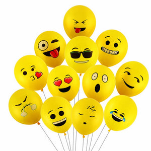 12 Inch Yellow Funny Emoji Latex Balloon 10 Pack